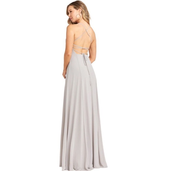 Show Me Your Mumu Godshaw Goddess Gown in Dove Grey Chiffon NWT/poly Size xxs/m - Picture 3 of 9